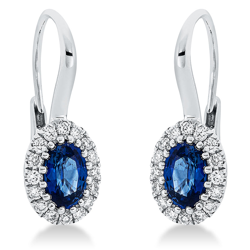 Ohrschmuck mit Saphir  aus 750/-18 Karat Weißgold mit 32 Diamanten 0