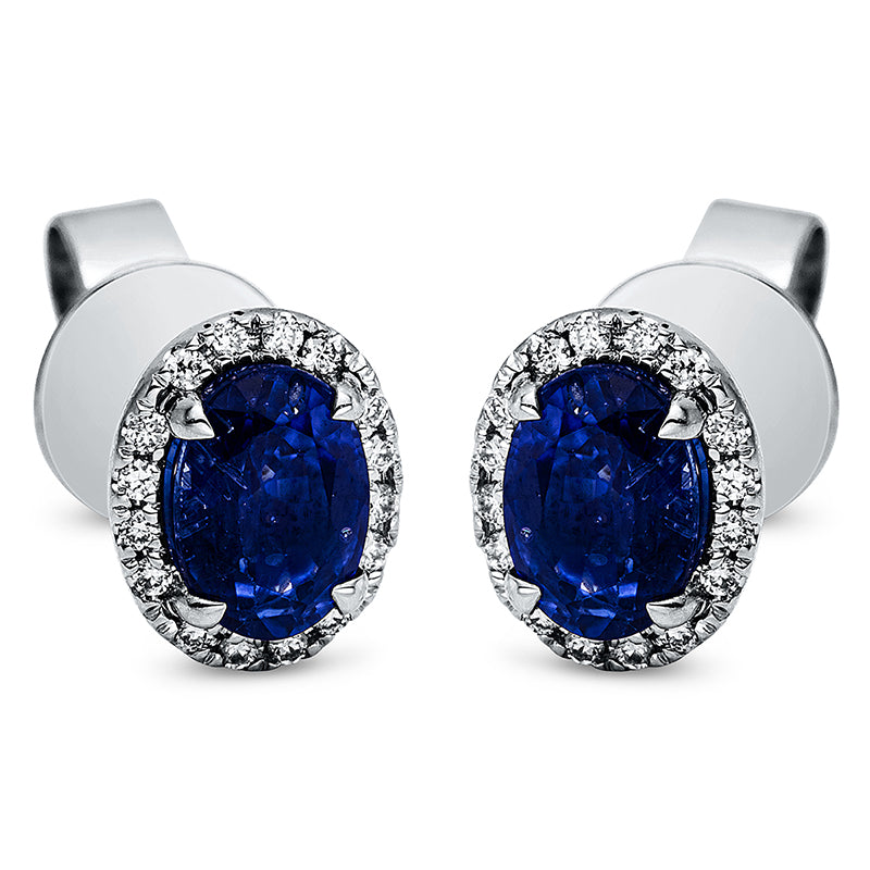 Ohrstecker mit Saphir  aus 750/-18 Karat Weißgold mit 32 Diamanten 0