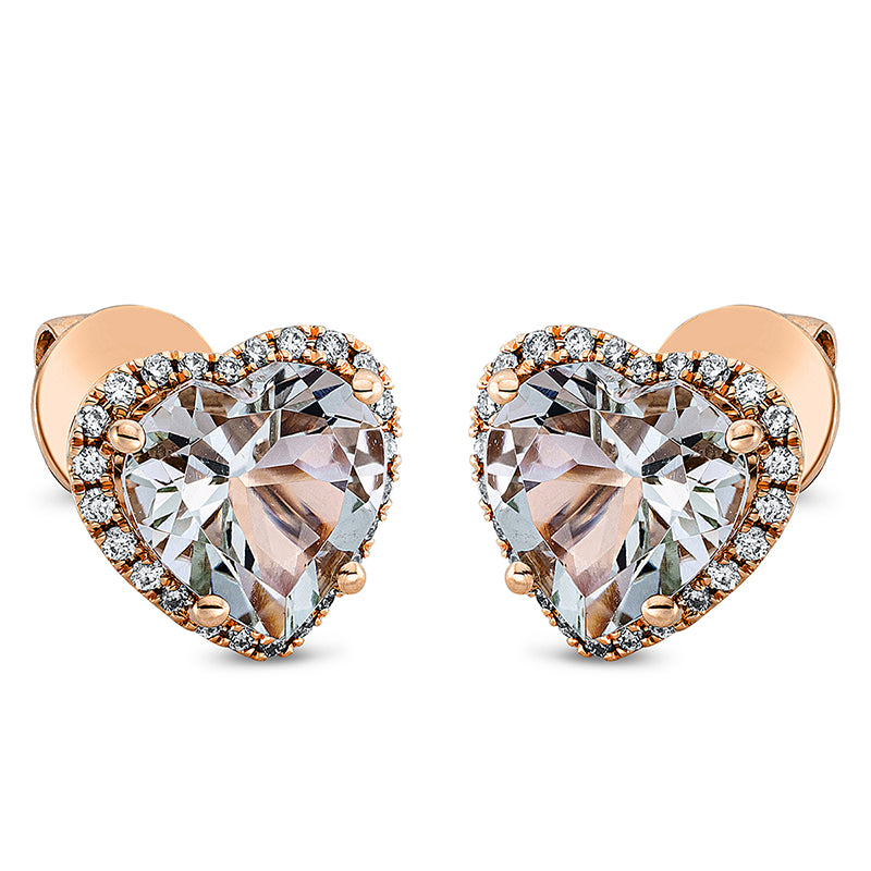 Ohrstecker mit Amethyst  aus 750/-18 Karat Rotgold mit 48 Diamanten 0