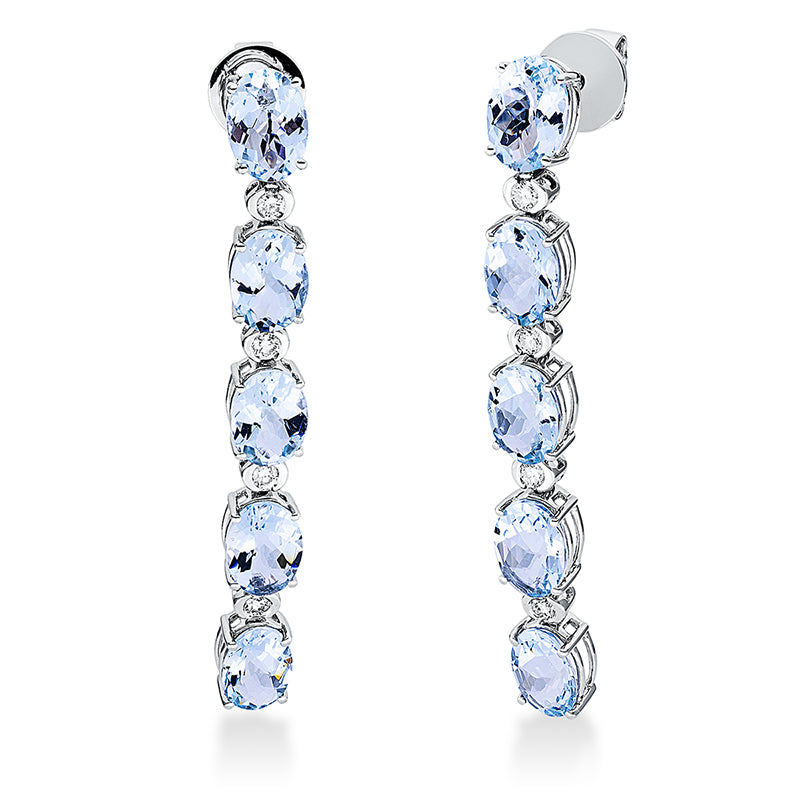Ohrschmuck mit Aquamarin  aus 750/-18 Karat Weißgold mit 8 Diamanten 0