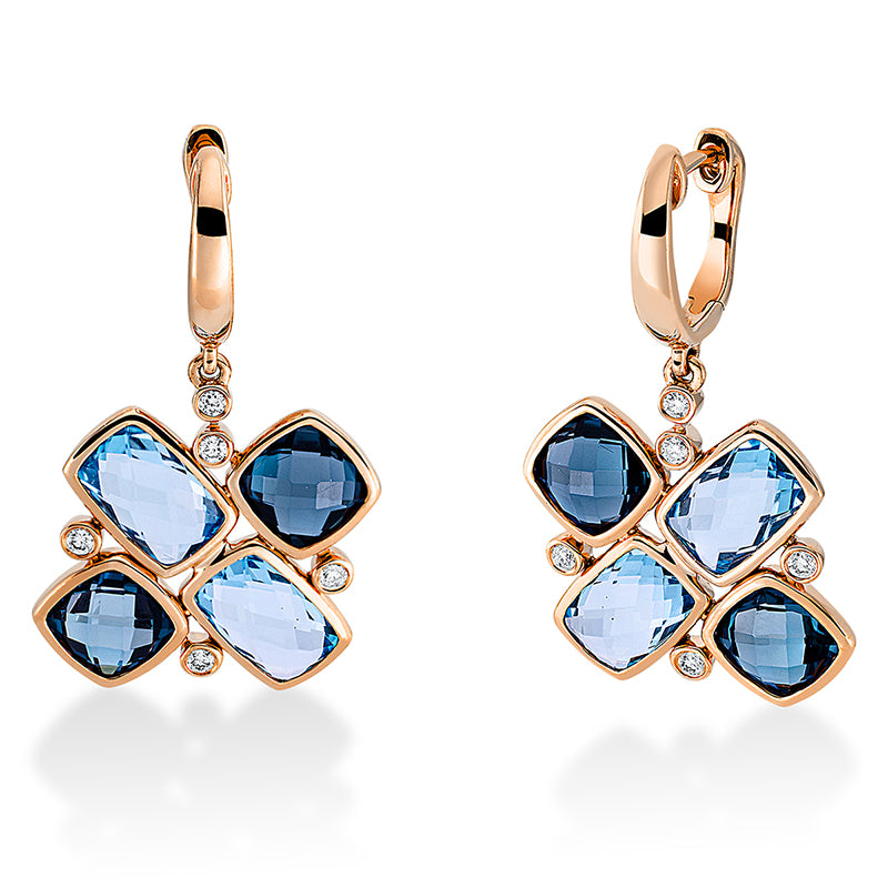 Ohrschmuck mit Topas  aus 750/-18 Karat Rotgold mit 10 Diamanten 0