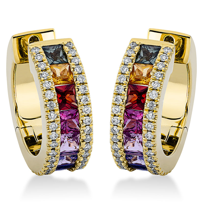 Creolen aus Gold mit Diamanten mit Saphir - 2P787