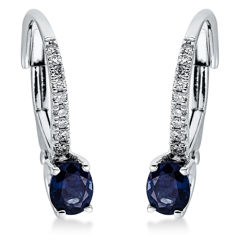 Ohrschmuck mit Saphir  aus 750/-18 Karat Weißgold mit 18 Diamanten 0