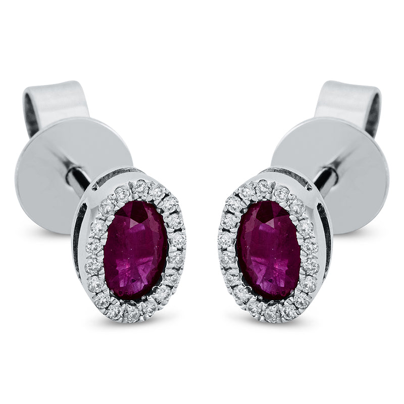 Ohrstecker mit Rubin  aus 750/-18 Karat Weißgold mit 36 Diamanten 0