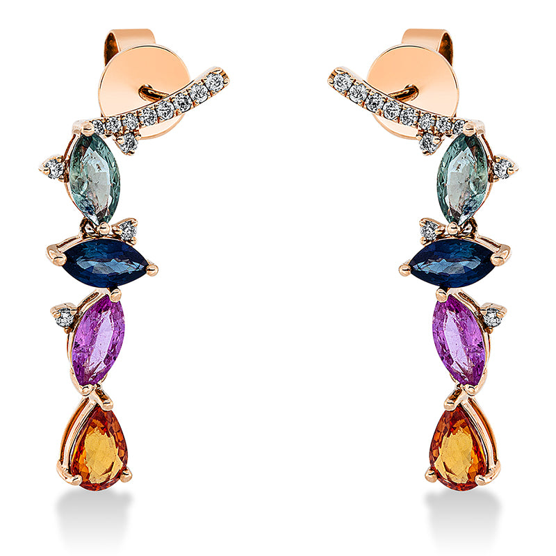 Ohrschmuck mit Saphir  aus 750/-18 Karat Rotgold mit 24 Diamanten 0