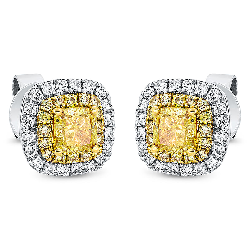 Ohrstecker    aus 750/-18 Karat Weißgold / Gelbgold mit 74 Diamanten 1