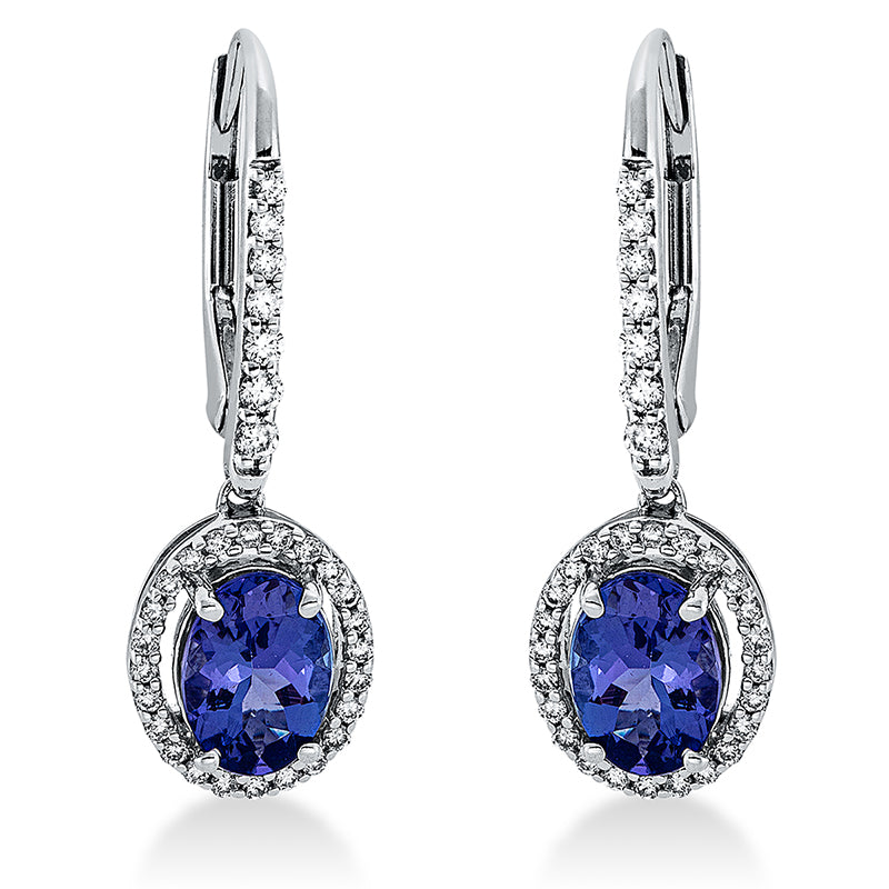 Ohrschmuck mit Tansanit  aus 750/-18 Karat Weißgold mit 62 Diamanten 0