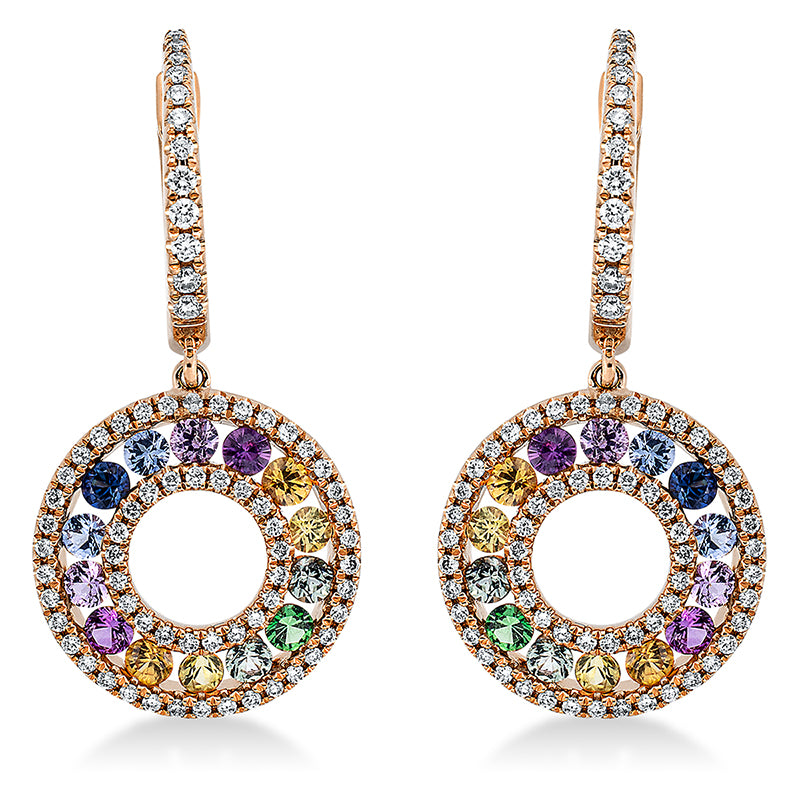 Ohrschmuck mit Tsavorith  aus 750/-18 Karat Rotgold mit 142 Diamanten 0