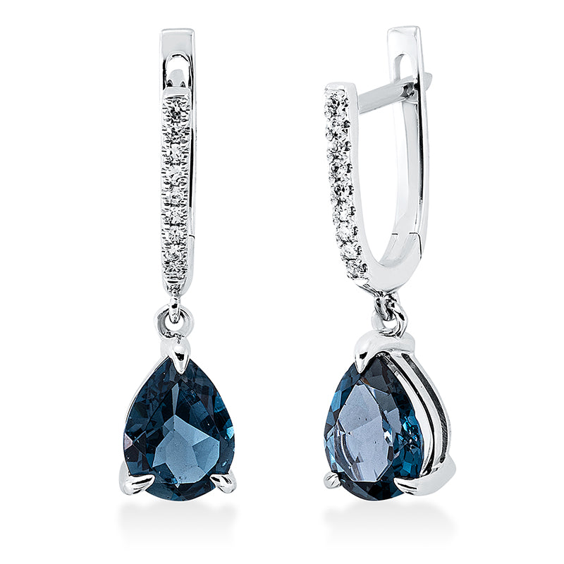 Ohrschmuck mit Topas  aus 750/-18 Karat Weißgold mit 18 Diamanten 0