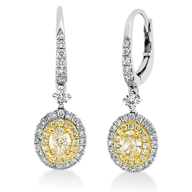 Ohrschmuck    aus 750/-18 Karat Weißgold / Gelbgold mit 88 Diamanten 1