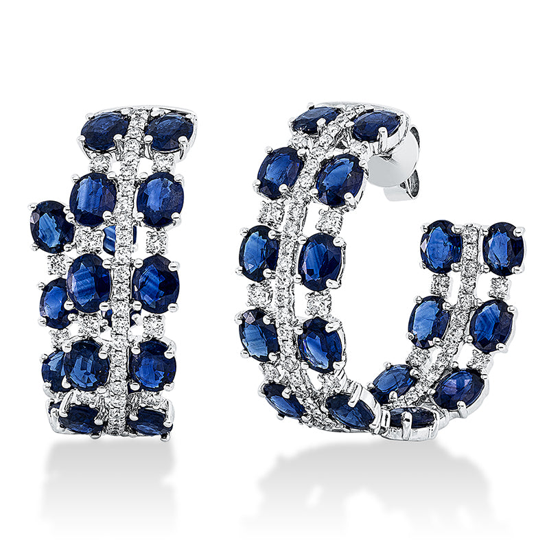 Ohrschmuck mit Saphir  aus 750/-18 Karat Weißgold mit 112 Diamanten 1