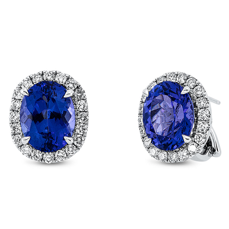 Ohrschmuck mit Tansanit  aus 750/-18 Karat Weißgold mit 40 Diamanten 1