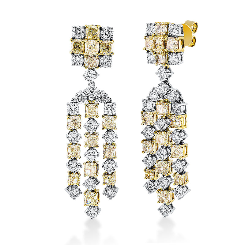 Ohrschmuck    aus 750/-18 Karat Gelbgold / Weißgold mit 70 Diamanten 12