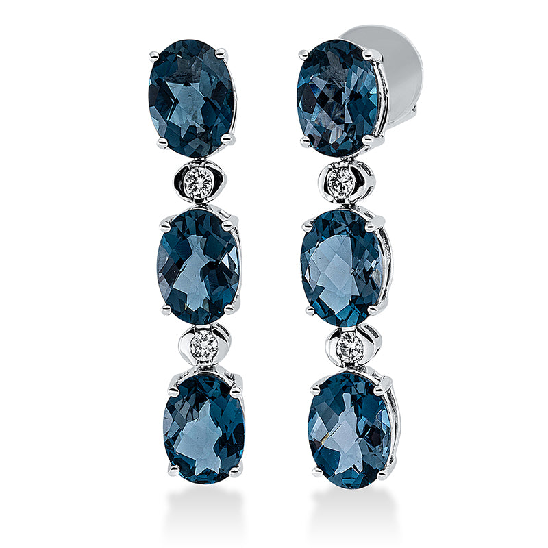 Ohrschmuck mit Topas  aus 750/-18 Karat Weißgold mit 4 Diamanten 0