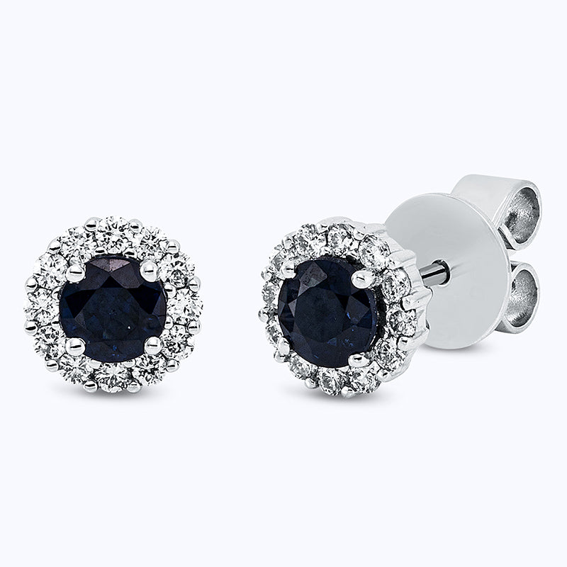 Ohrstecker mit Saphir  aus 750/-18 Karat Weißgold mit 24 Diamanten 0