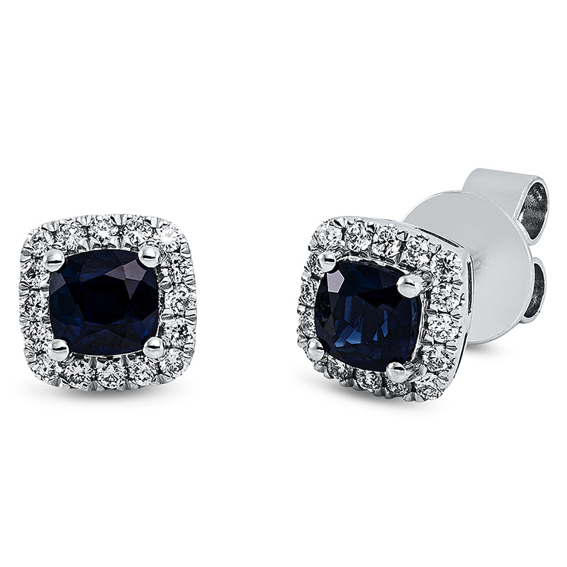 Ohrstecker mit Saphir  aus 750/-18 Karat Weißgold mit 32 Diamanten 0