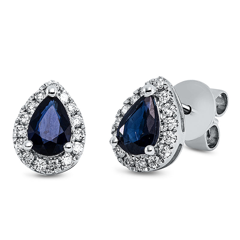 Ohrstecker mit Saphir  aus 750/-18 Karat Weißgold mit 30 Diamanten 0
