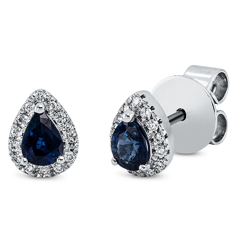 Ohrstecker mit Saphir  aus 750/-18 Karat Weißgold mit 28 Diamanten 0