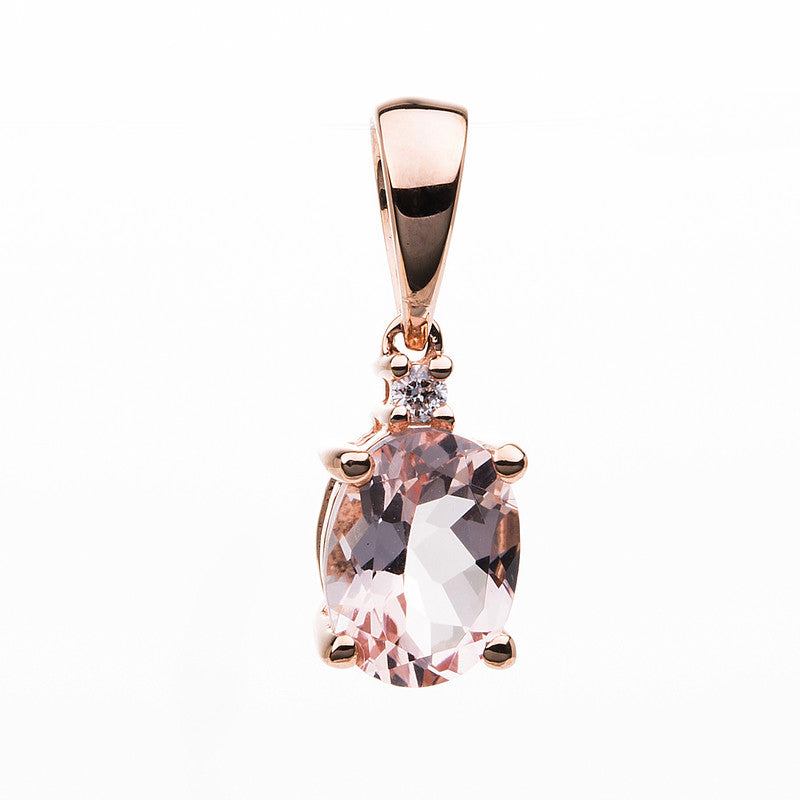 Anhänger mit Morganit  aus 585/-14 Karat Rotgold mit 1 Diamant 0