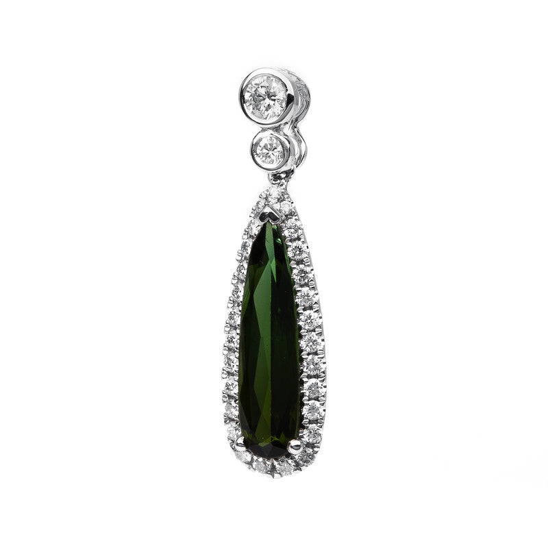 Anhänger mit Turmalin  aus 750/-18 Karat Weißgold mit 29 Diamanten 0