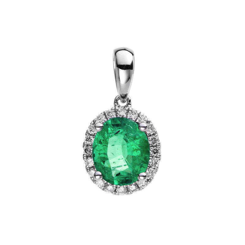 Anhänger mit Smaragd  aus 750/-18 Karat Weißgold mit 20 Diamanten 0