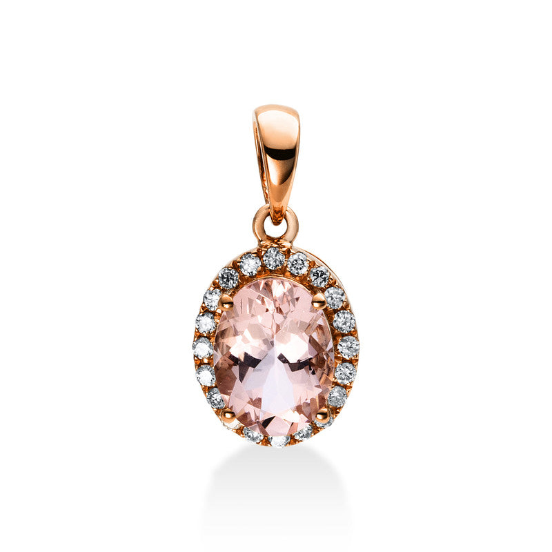 Anhänger mit Morganit  aus 750/-18 Karat Rotgold mit 20 Diamanten 0