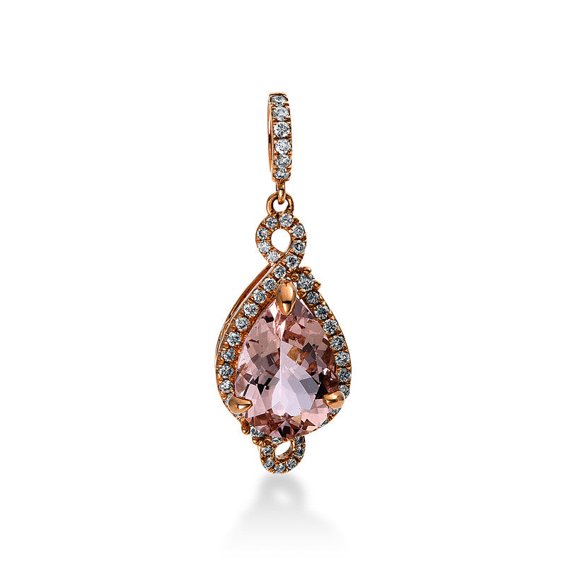 Anhänger mit Morganit  aus 750/-18 Karat Rotgold mit 45 Diamanten 0