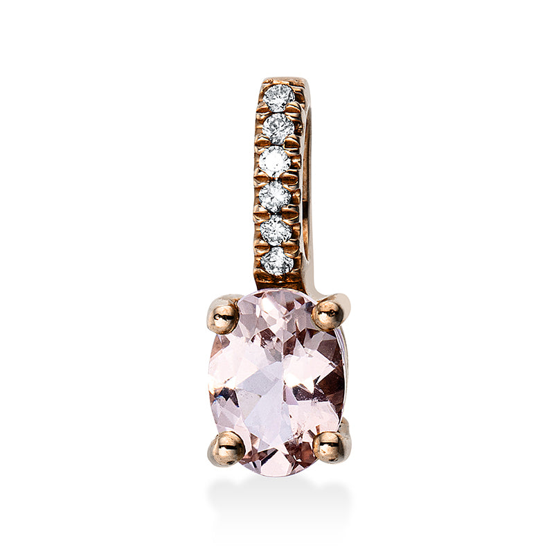 Anhänger mit Morganit  aus 585/-14 Karat Rotgold mit 6 Diamanten 0