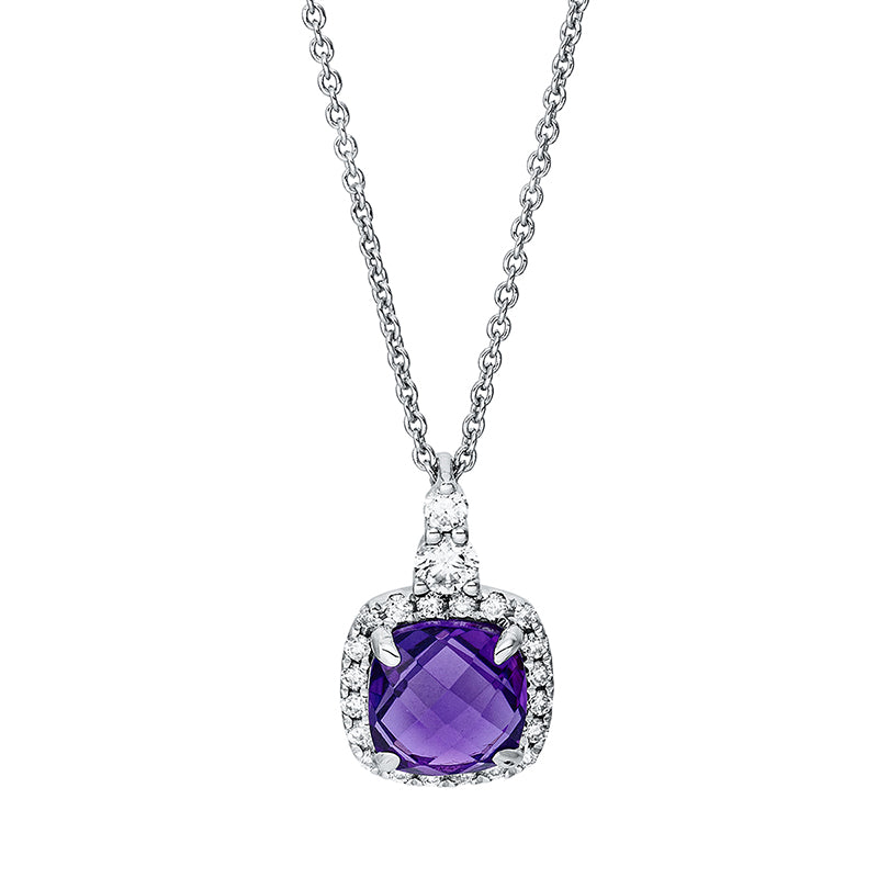 Anhänger mit Amethyst  aus 750/-18 Karat Weißgold mit 22 Diamanten 0