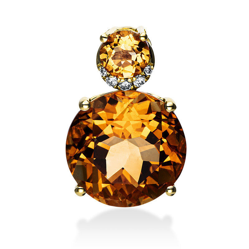 Anhänger mit Citrin  aus 750/-18 Karat Gelbgold mit 5 Diamanten 0