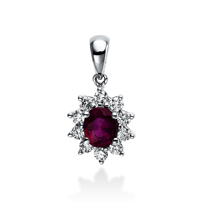 Anhänger mit Rubin  aus 750/-18 Karat Weißgold mit 10 Diamanten 0