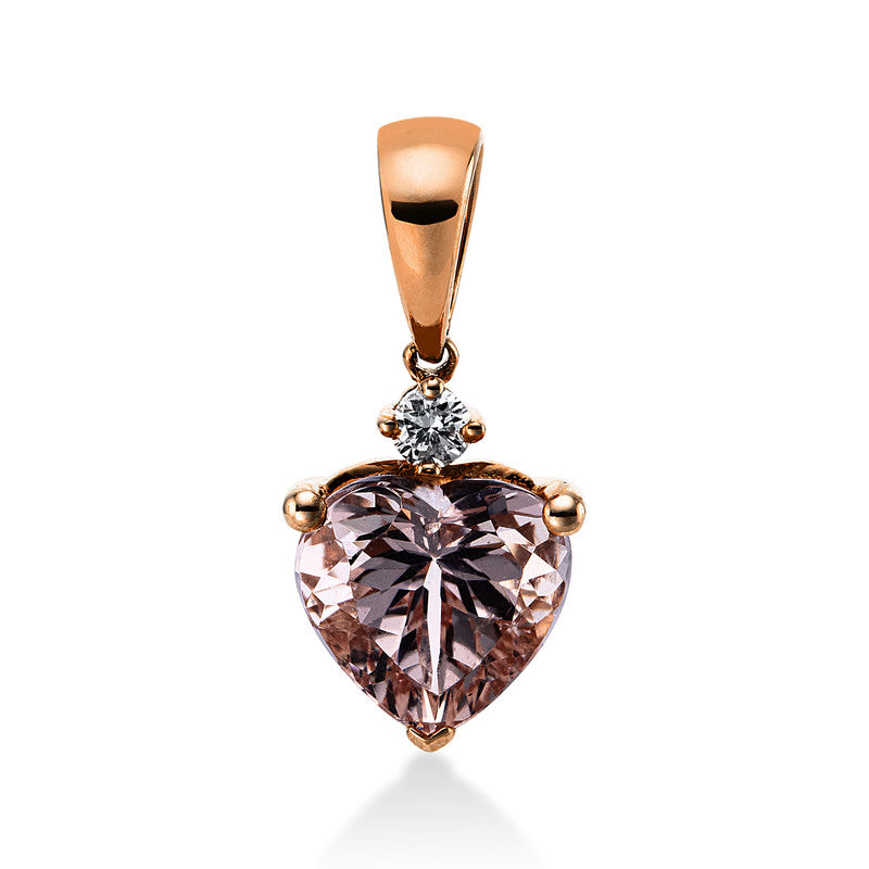 Anhänger mit Morganit  aus 585/-14 Karat Rotgold mit 1 Diamant 0