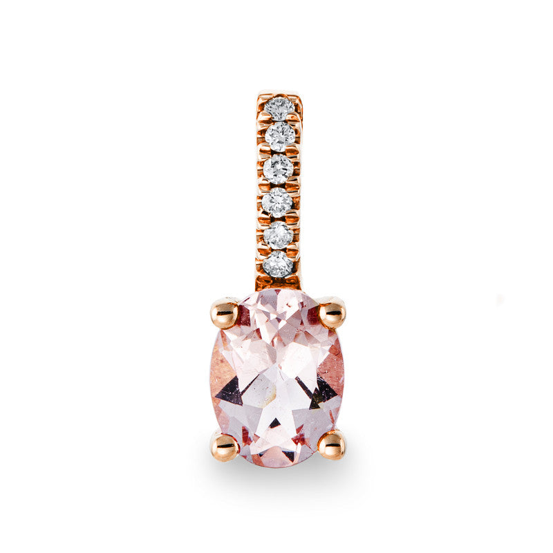 Anhänger mit Morganit  aus 585/-14 Karat Rotgold mit 6 Diamanten 0