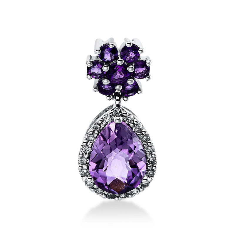 Anhänger mit Amethyst  aus 750/-18 Karat Weißgold mit 18 Diamanten 0