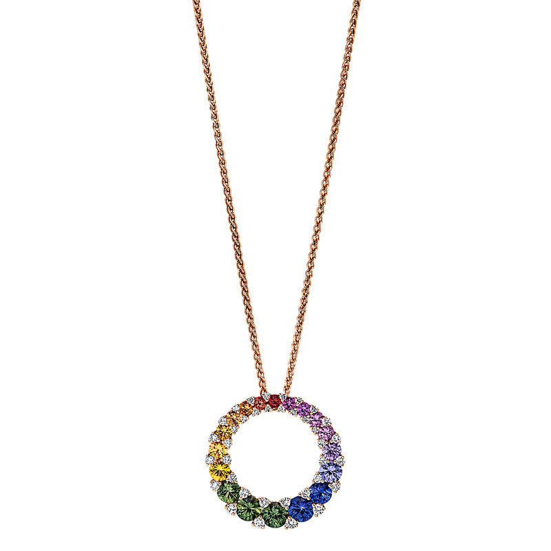 Anhänger mit Saphir  aus 750/-18 Karat Rotgold mit 36 Diamanten 0