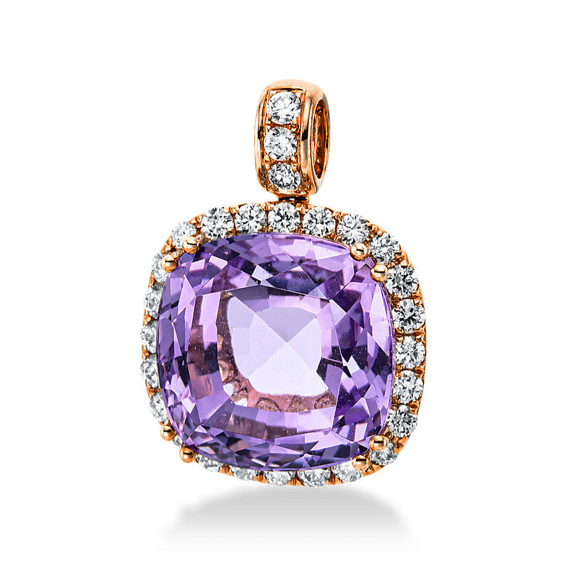 Anhänger mit Amethyst  aus 750/-18 Karat Rotgold mit 27 Diamanten 0