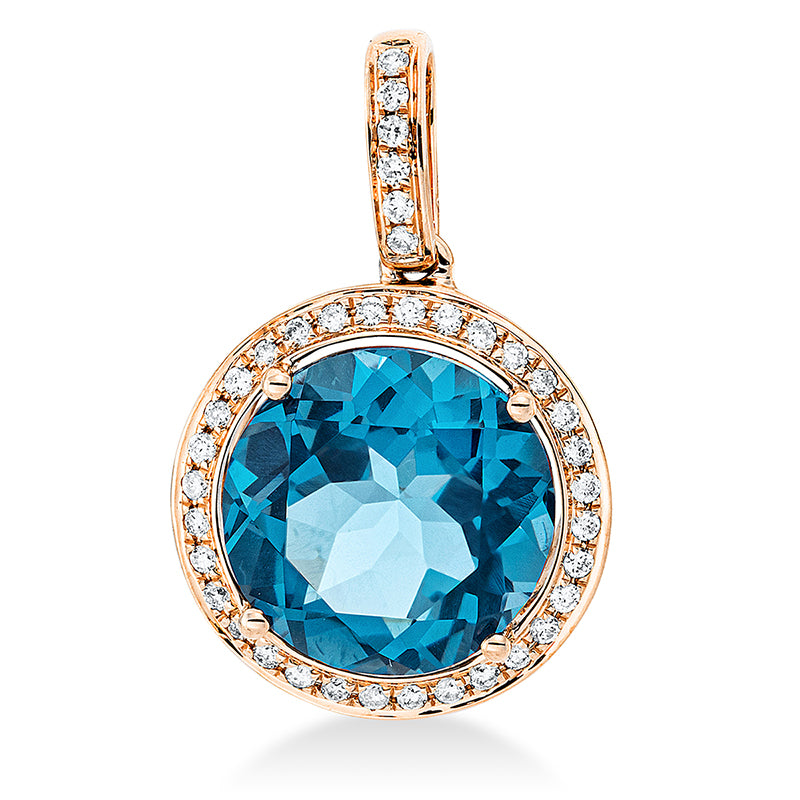 Anhänger mit Topas  aus 750/-18 Karat Rotgold mit 38 Diamanten 0
