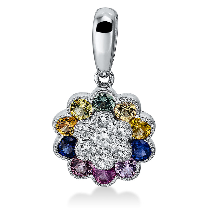 Anhänger mit Saphir  aus 750/-18 Karat Weißgold mit 7 Diamanten 0