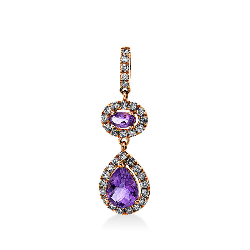 Anhänger mit Amethyst  aus 750/-18 Karat Rotgold mit 34 Diamanten 0