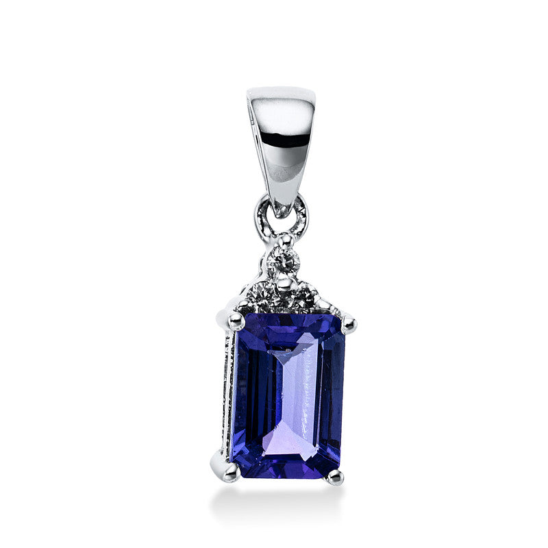 Anhänger mit Tansanit  aus 585/-14 Karat Weißgold mit 3 Diamanten 0