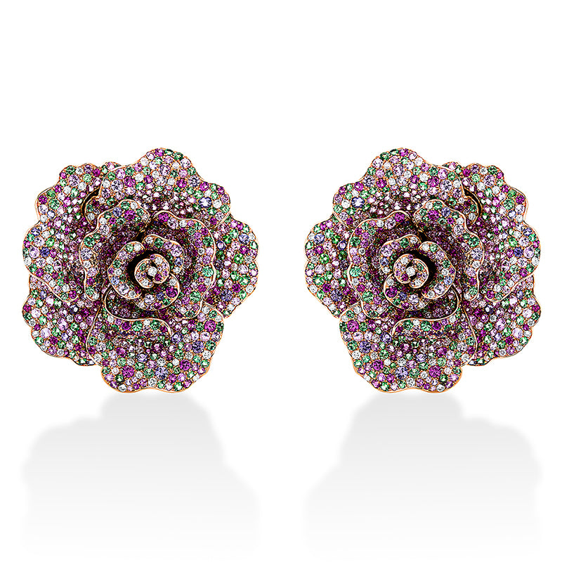 Brosche mit Saphir  aus 750/-18 Karat Rotgold mit 113 Diamanten 2