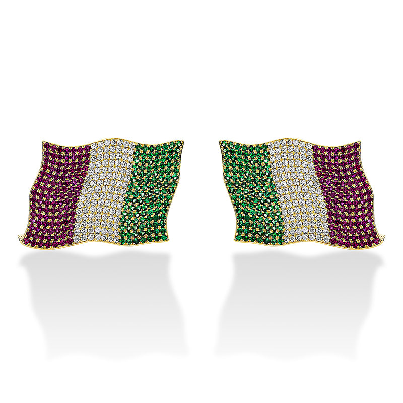 Brosche mit Rubin  aus 750/-18 Karat Gelbgold mit 105 Diamanten 1