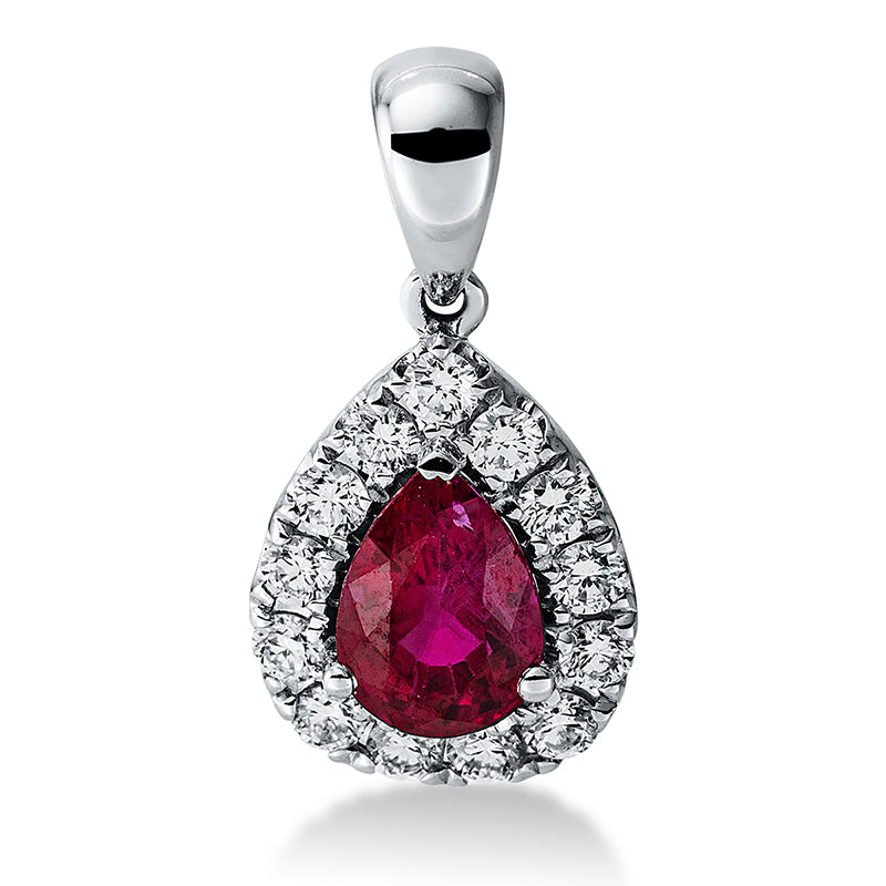 Anhänger mit Rubin  aus 750/-18 Karat Weißgold mit 13 Diamanten 0