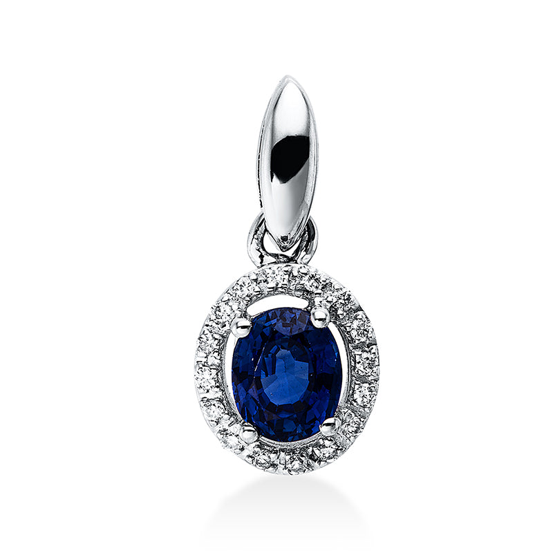 Anhänger mit Saphir  aus 750/-18 Karat Weißgold mit 16 Diamanten 0