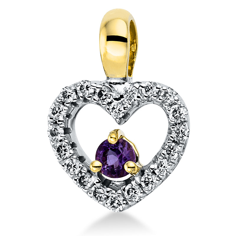 Anhänger mit Amethyst  aus 750/-18 Karat Gelbgold mit 20 Diamanten 0