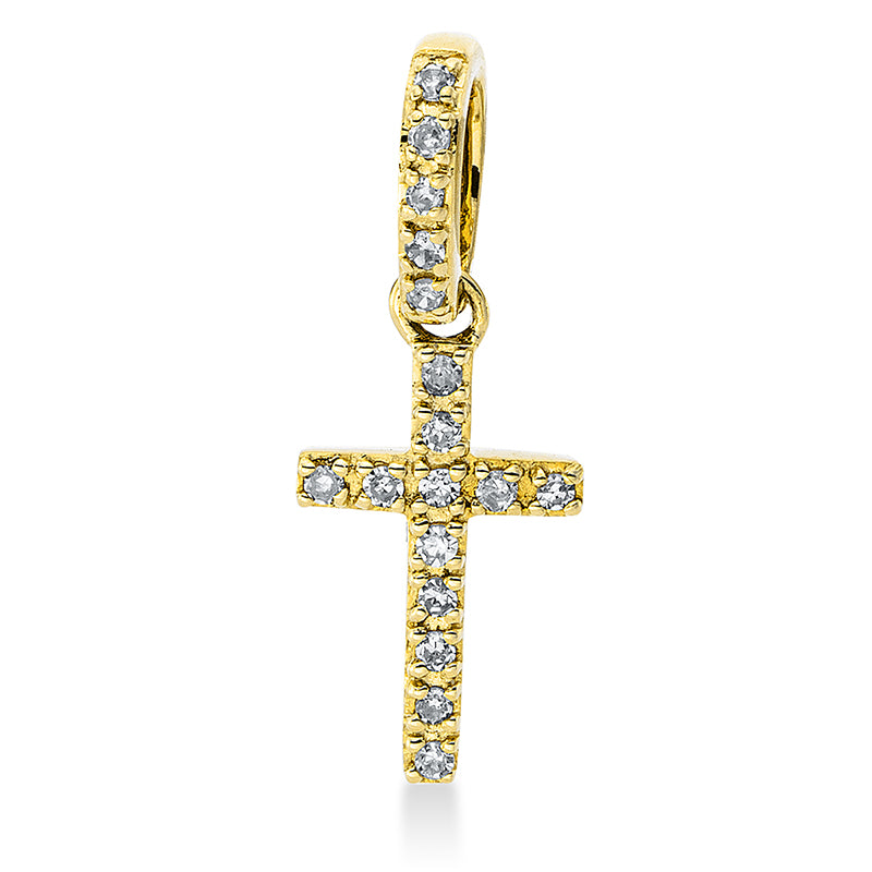 Anhänger - Kreuz aus Gold mit Diamanten, Kreuz-Symbol - 3F312
