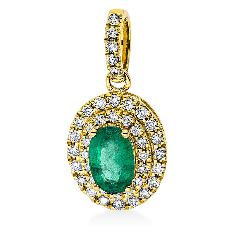 Anhänger aus Gold mit Diamanten mit Smaragd - 3F337