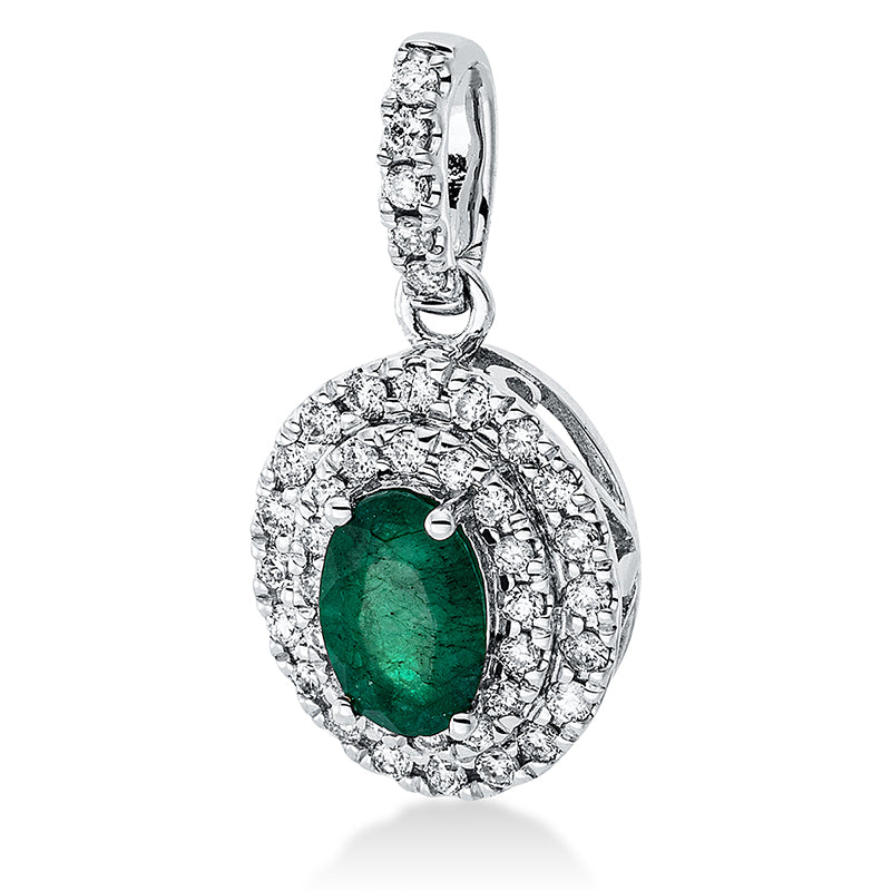 Anhänger aus Gold mit Diamanten mit Smaragd - 3F337