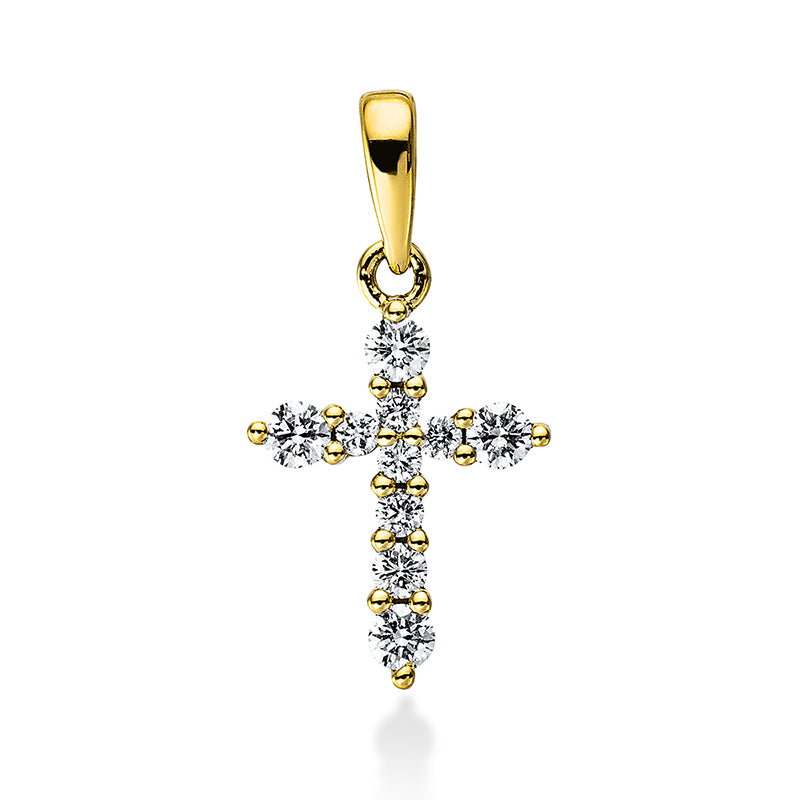 Anhänger - Kreuz aus Gold mit Diamanten, Kreuz-Symbol - 3F353