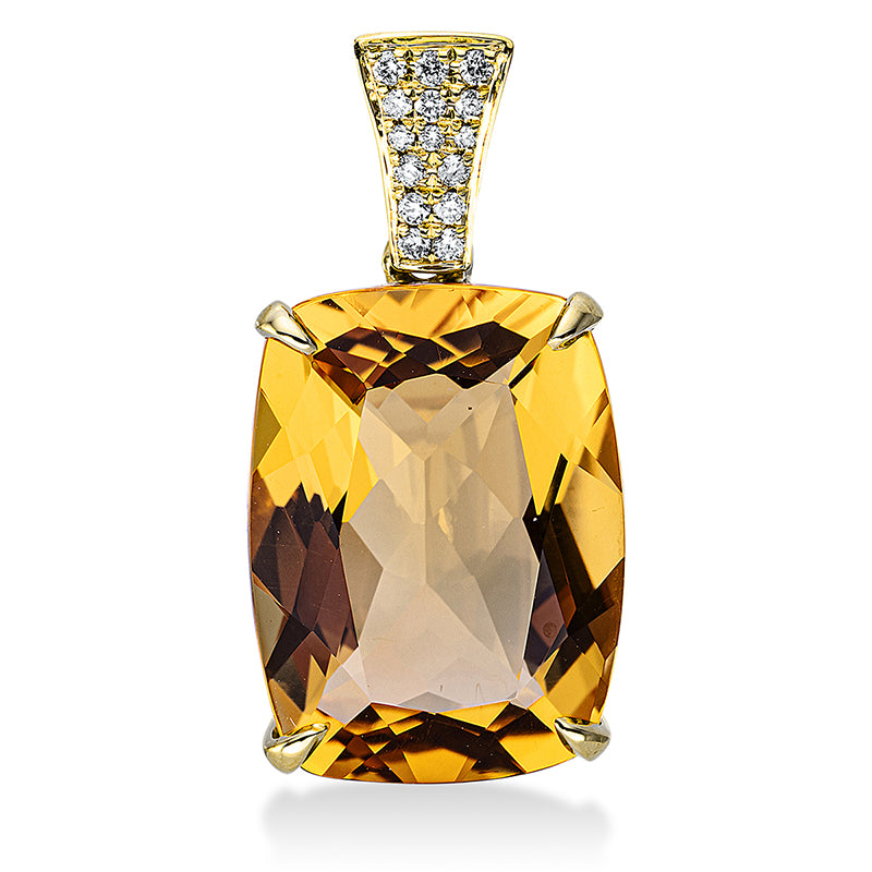 Anhänger mit Citrin  aus 750/-18 Karat Gelbgold mit 15 Diamanten 0